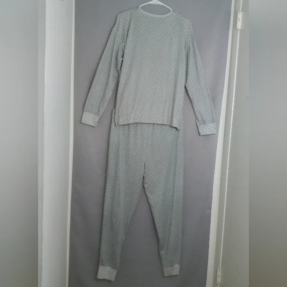 Ralph Lauren Black Lable Women Pajama Set in Gray And White Size M - Picture 7 of 9